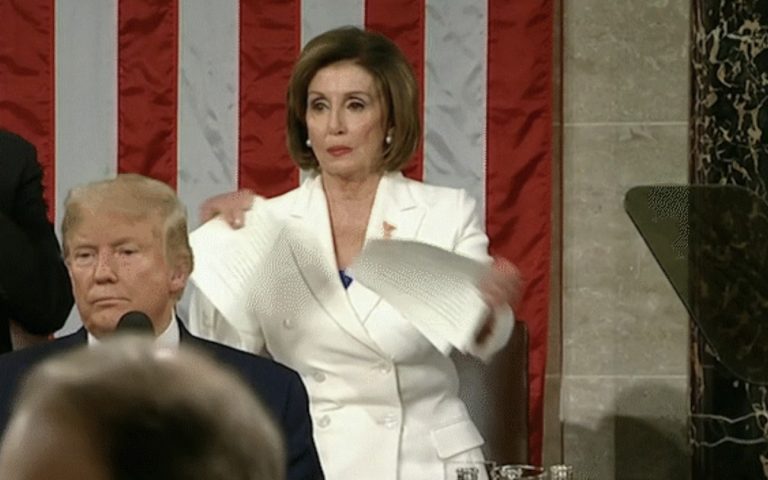 Nancy Pelosi Rips Up Trump’s State Of The Union Speech